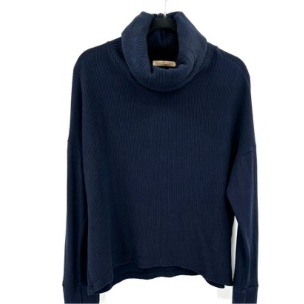 Women's GARBE Luxe Navy Blue Turtleneck Top